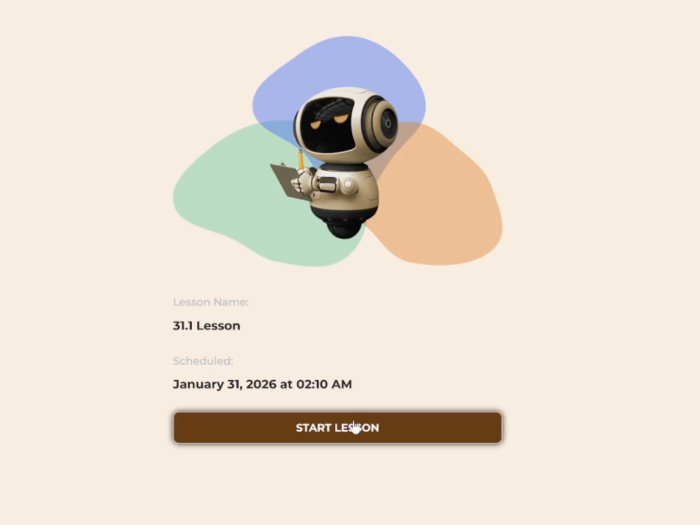 AI video agent — the animated tutor mid-lesson