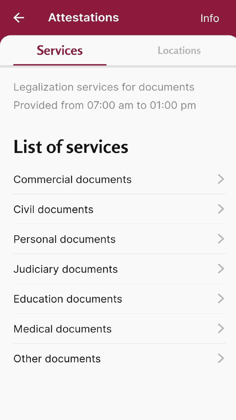 MOFA Qatar app — screen 4